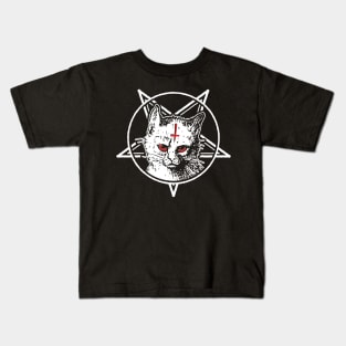 Dark Goth Satanic Cat Kids T-Shirt